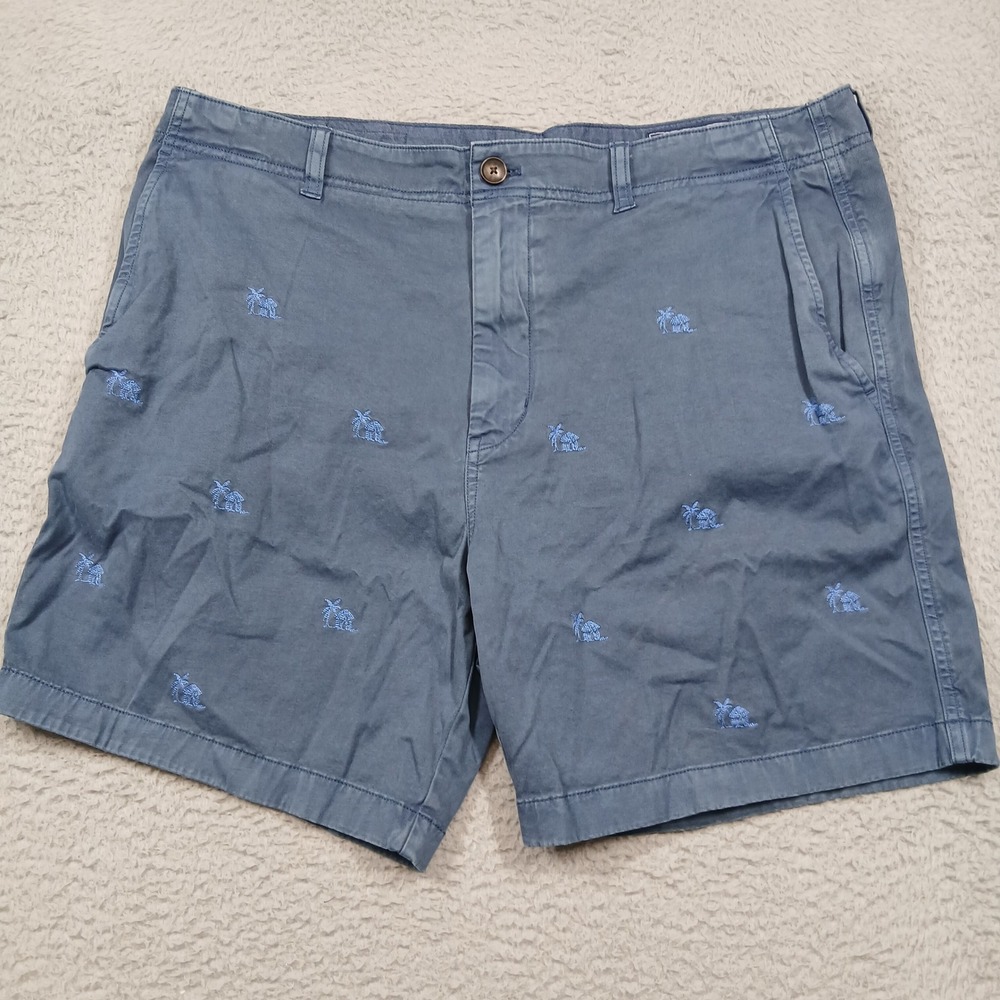Vineyard Vines Men's 36 Blue Embroidered Shorts Palm Tree Whale Chino Cotton